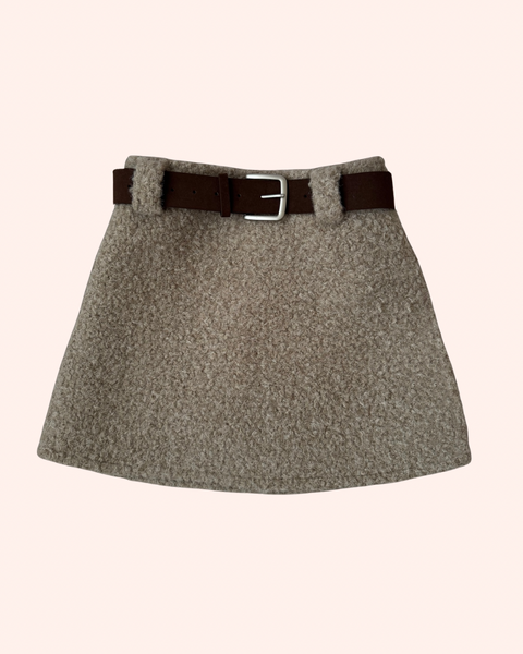 Teddy Mini Skirt(ベルトset)beige／S・Mご予約受付中
