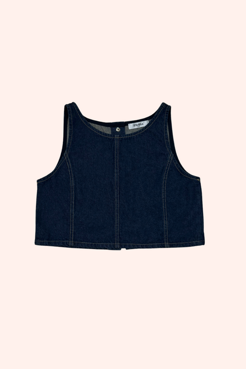 Cropped denim vest