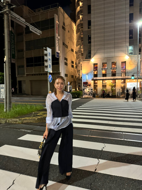 プリーツセットアップ　Navy