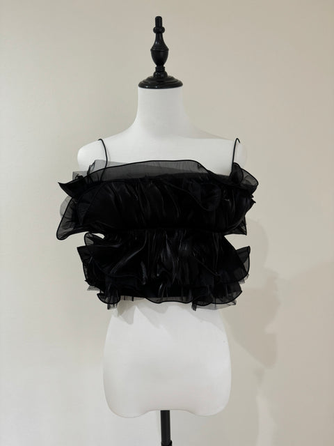 ギャザーフリルトップス　Black