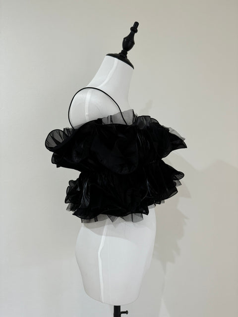 ギャザーフリルトップス　Black