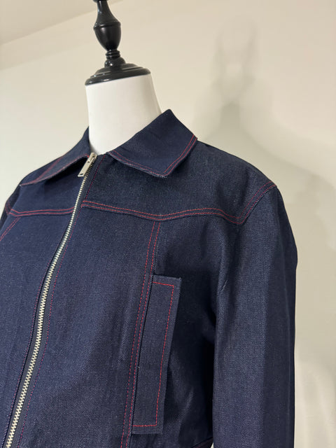 ステッチジャケット&ステッチフレアスカートSET(Navy×Rad)