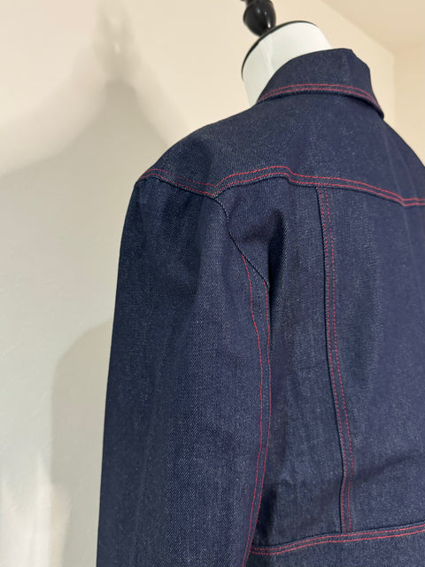 ステッチジャケット&ステッチフレアスカートSET(Navy×Rad)