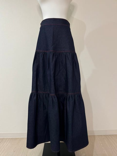 ステッチジャケット&ステッチフレアスカートSET(Navy×Rad)
