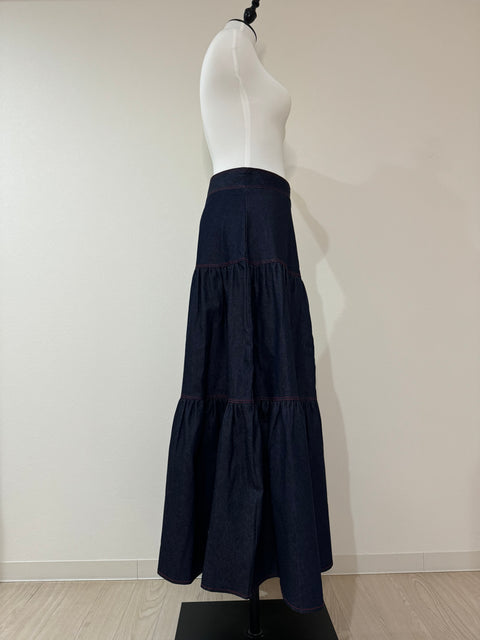 ステッチジャケット&ステッチフレアスカートSET(Navy×Rad)
