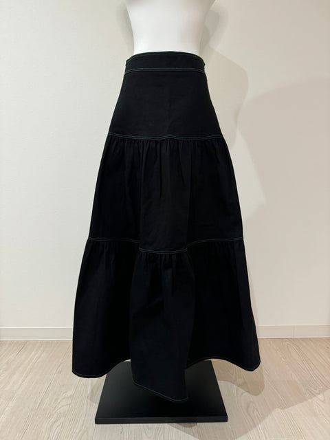 ステッチジャケット&ステッチフレアスカートSET(Black×Green)