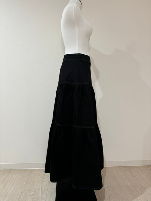 ステッチジャケット&ステッチフレアスカートSET(Black×Green)