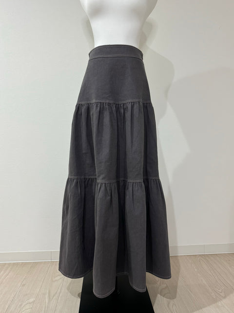 ステッチジャケット&ステッチフレアスカートSET(Gray×Pink)