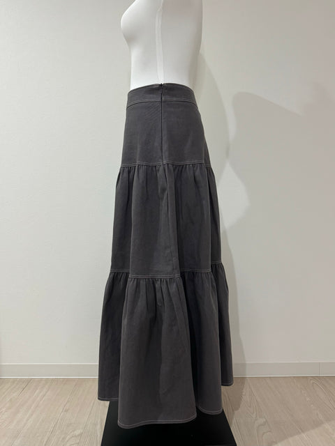 ステッチジャケット&ステッチフレアスカートSET(Gray×Pink)