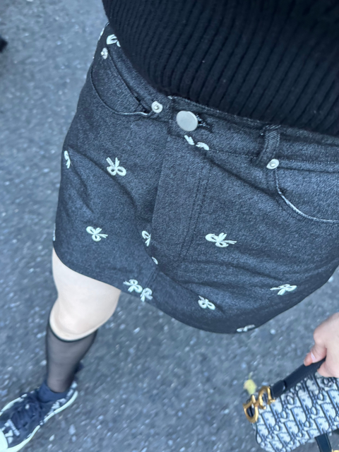 デニムリボンスカート　Navy black