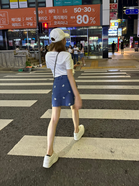 デニムリボンスカート　Navy bulue