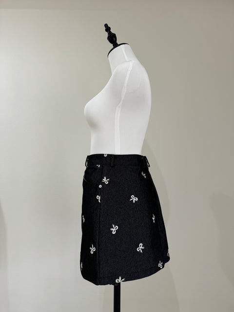 デニムリボンスカート　Navy black