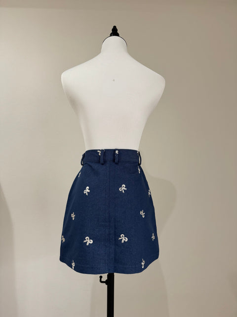 デニムリボンスカート　Navy bulue