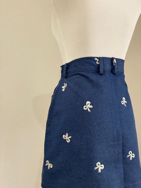 デニムリボンスカート　Navy bulue