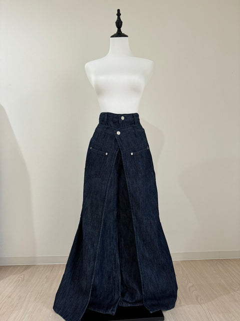 デザインワイドパンツ　Navy
