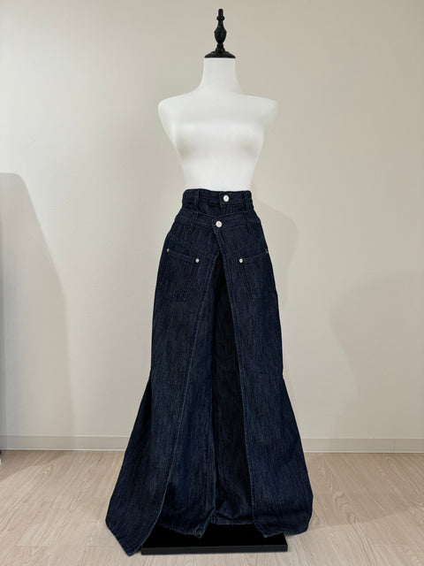 デザインワイドパンツ　Navy