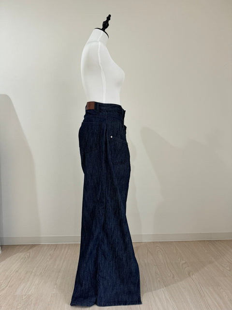 デザインワイドパンツ　Navy