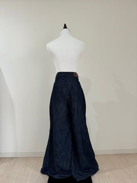 デザインワイドパンツ　Navy