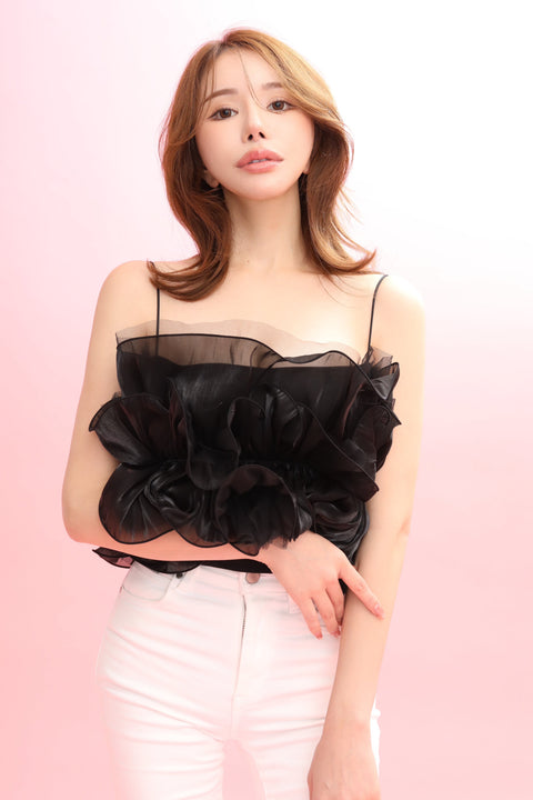 ギャザーフリルトップス　Black
