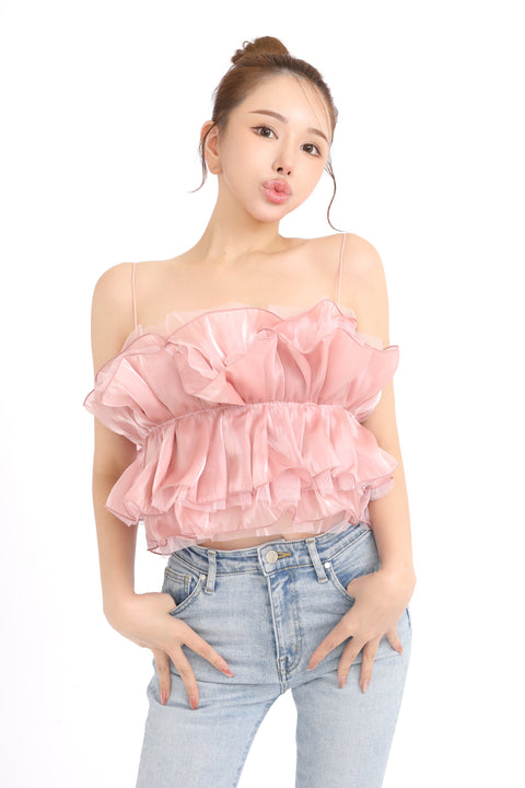 ギャザーフリルトップス　pink